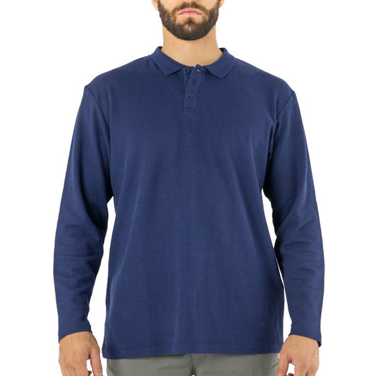 Polera Quebec Pique Manga Larga Azul Talla XL