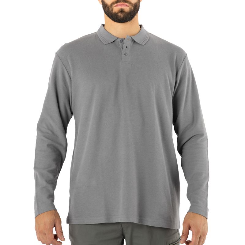Polera Quebec Pique Manga Larga Gris Talla XL