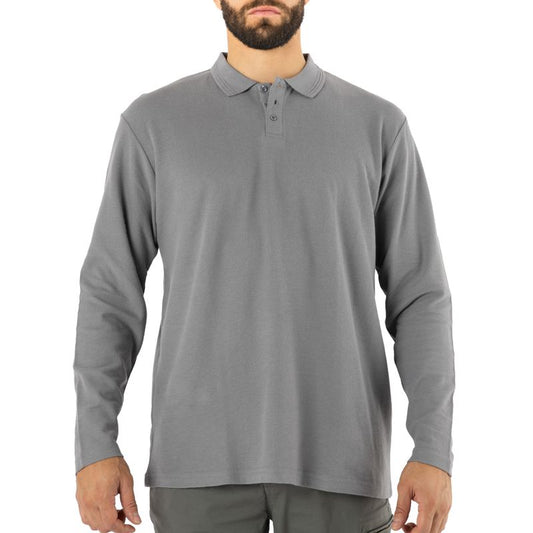 Polera Quebec Pique Manga Larga Gris Talla XL