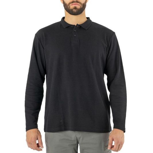 Polera Quebec Pique Manga Larga Negra Talla XL