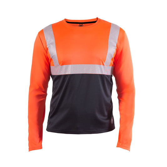Polera Hardowrk Reflectiva Hw Manga Larga Rojo Fluor Talla XL