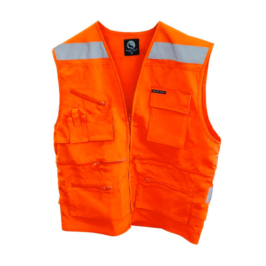Chaleco de seguridad Black Wolf Geologo Poplin con Reflectante Naranjo Talla XL