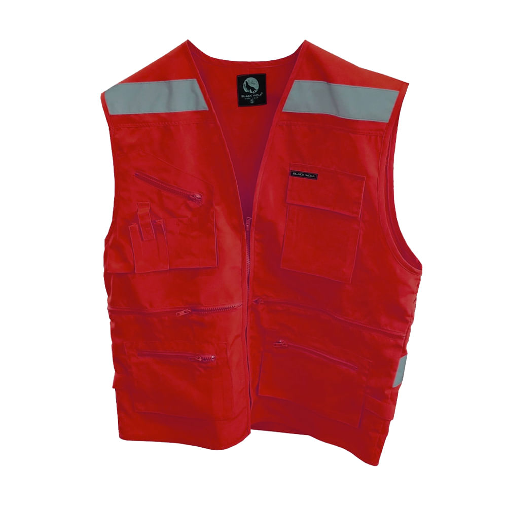 Chaleco de seguridad Black Wolf Geologo Poplin con Reflectante Rojo Talla XL