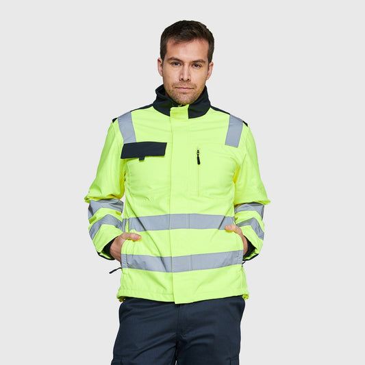 Chaqueta Jayson Softshell Alta Visibilidad AzulAmarillo Fluor Talla XL