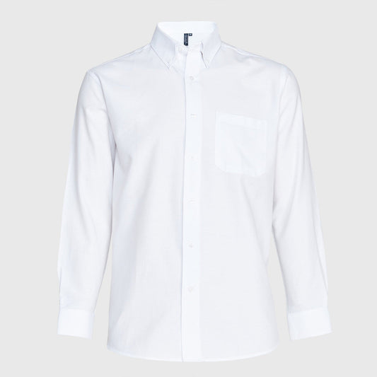 Camisa Jayson Oxford Manga Larga Bolsillo Pegado Blanca