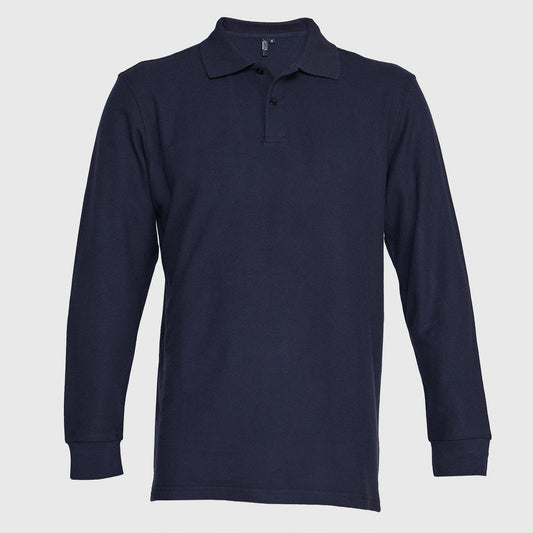 Polera Jayson Pique Manga Larga 8020 Azul Marino Talla XL
