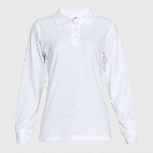 Polera Jayson Pique Manga Larga Mujer Blanca Talla XL