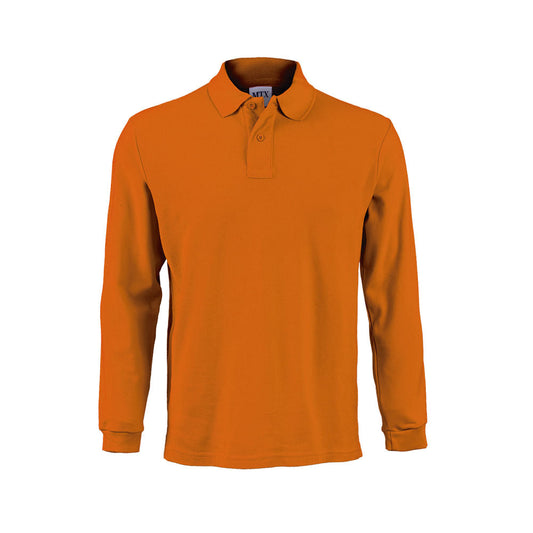 Polera Maritex Pique Manga Larga Mtx Naranjo Talla XL