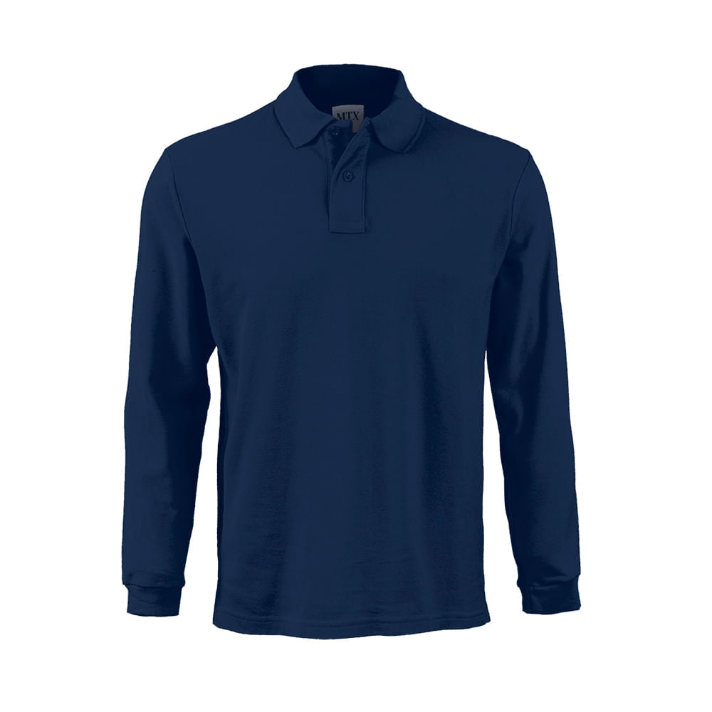Polera Maritex Pique Manga Larga Mtx Azul Marino Talla XL