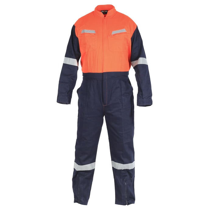 Buzo Kumen Gabardina 100 Algodon Bicolor NaranjoAzul Talla XL