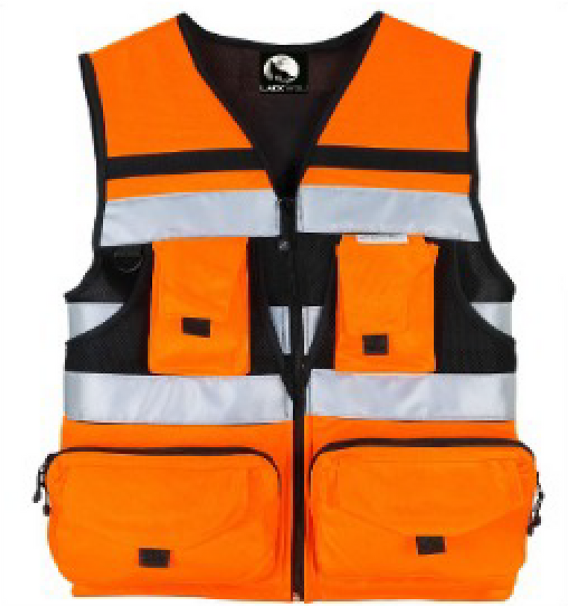 Chaleco Geologo de seguridad Black Wolf Minero Wolftex Con Cinta Rfl Naranjo
