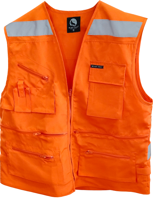 Chaleco de seguridad Black Wolf Geo Gabardina con Reflectante Naranjo