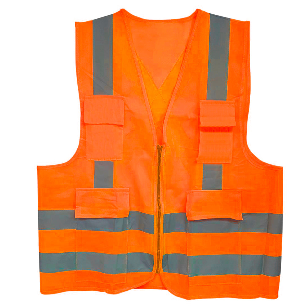 Chaleco alta visibilidad supervisor con bolsillos naranjo Talla XL