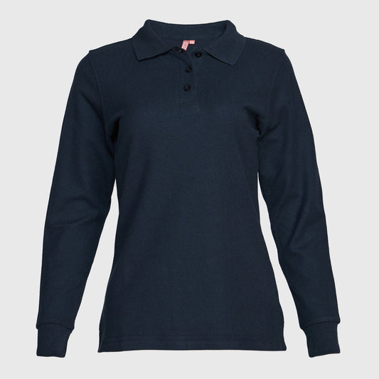 Polera Jayson Pique Manga Larga Mujer 8020 Azul Marino Talla XL