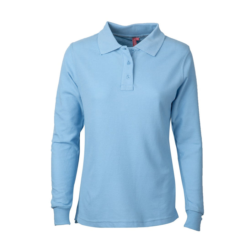 Polera Jayson Pique Manga Larga Mujer 8020 Celeste Talla XL