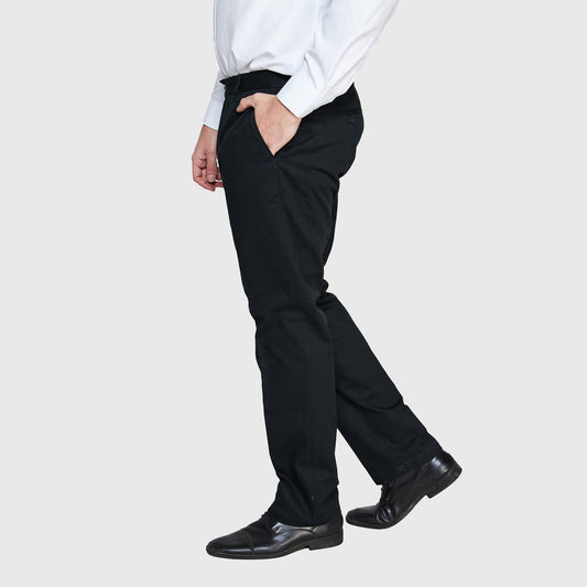 Pantalon Jayson Gabardina Algodon Sin Pinzas Negro Talla XL